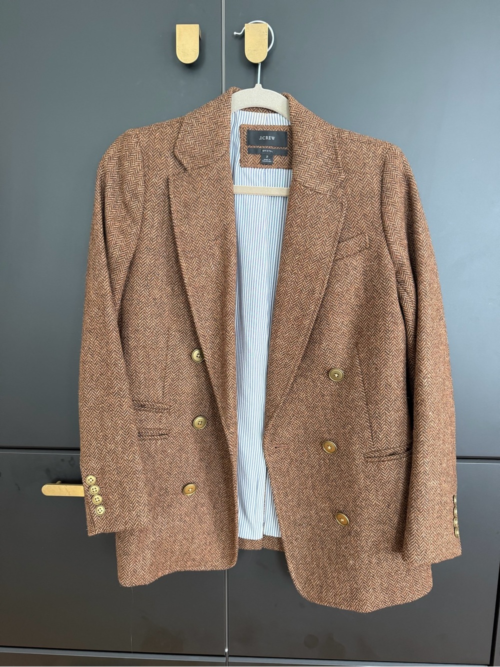 J. Crew Women's Brown Herringbone Wool Blend Blazer